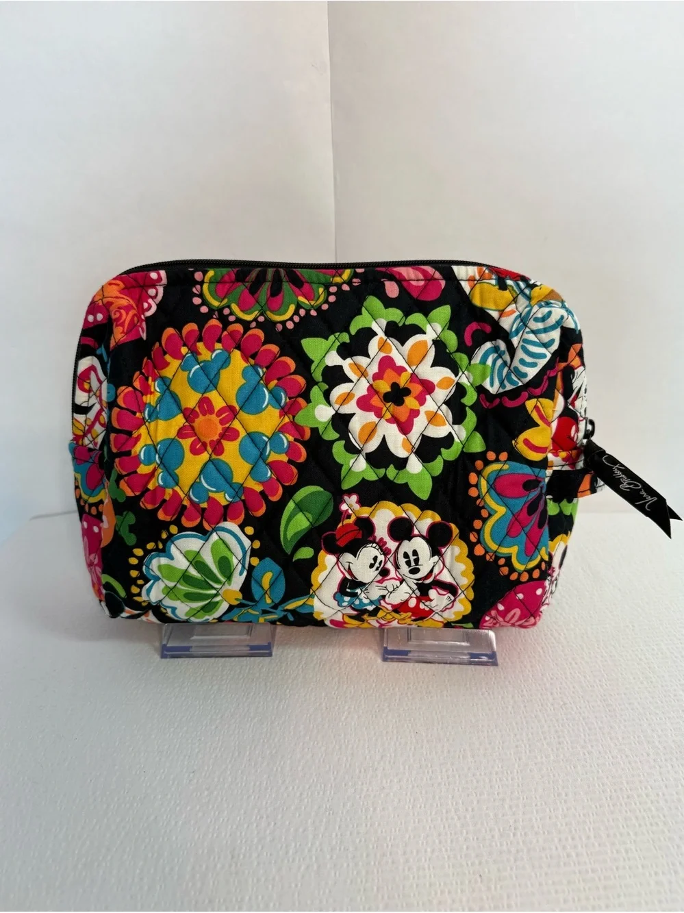 Vera Bradley Disney Mickey & Minnie Quilted Cosmetic Bag - Black Floral